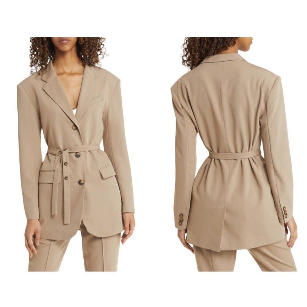 TopShop Belted Blazer Jacket Tan Size 8 NWOT $110 MSRP